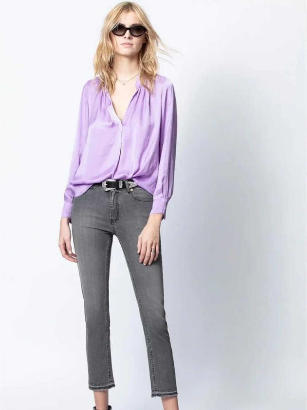 Zadig & Voltaire Tink Satin Blouse in Mauve size S